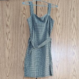 Elegant Black and White Checkered Mini Dress